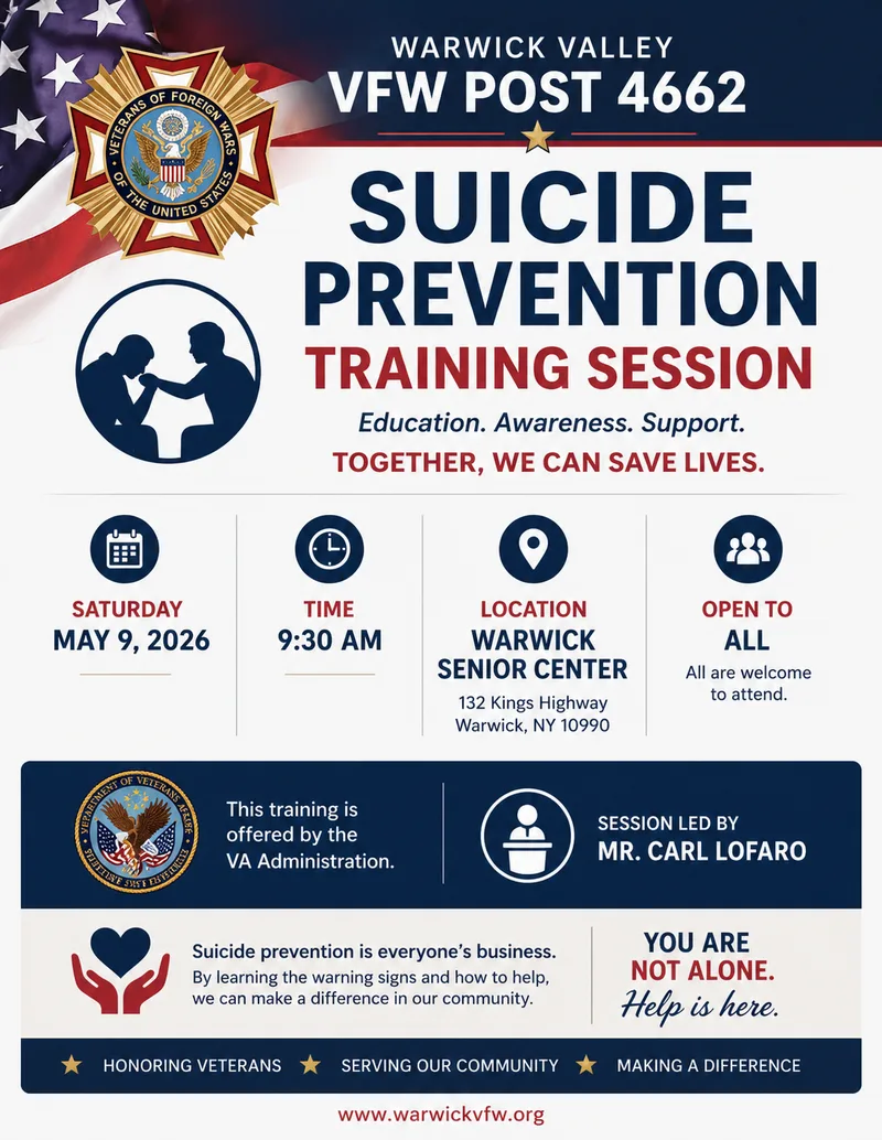 Suicide Prevention Training was provide by the VA Administration on May 9th 2026. 